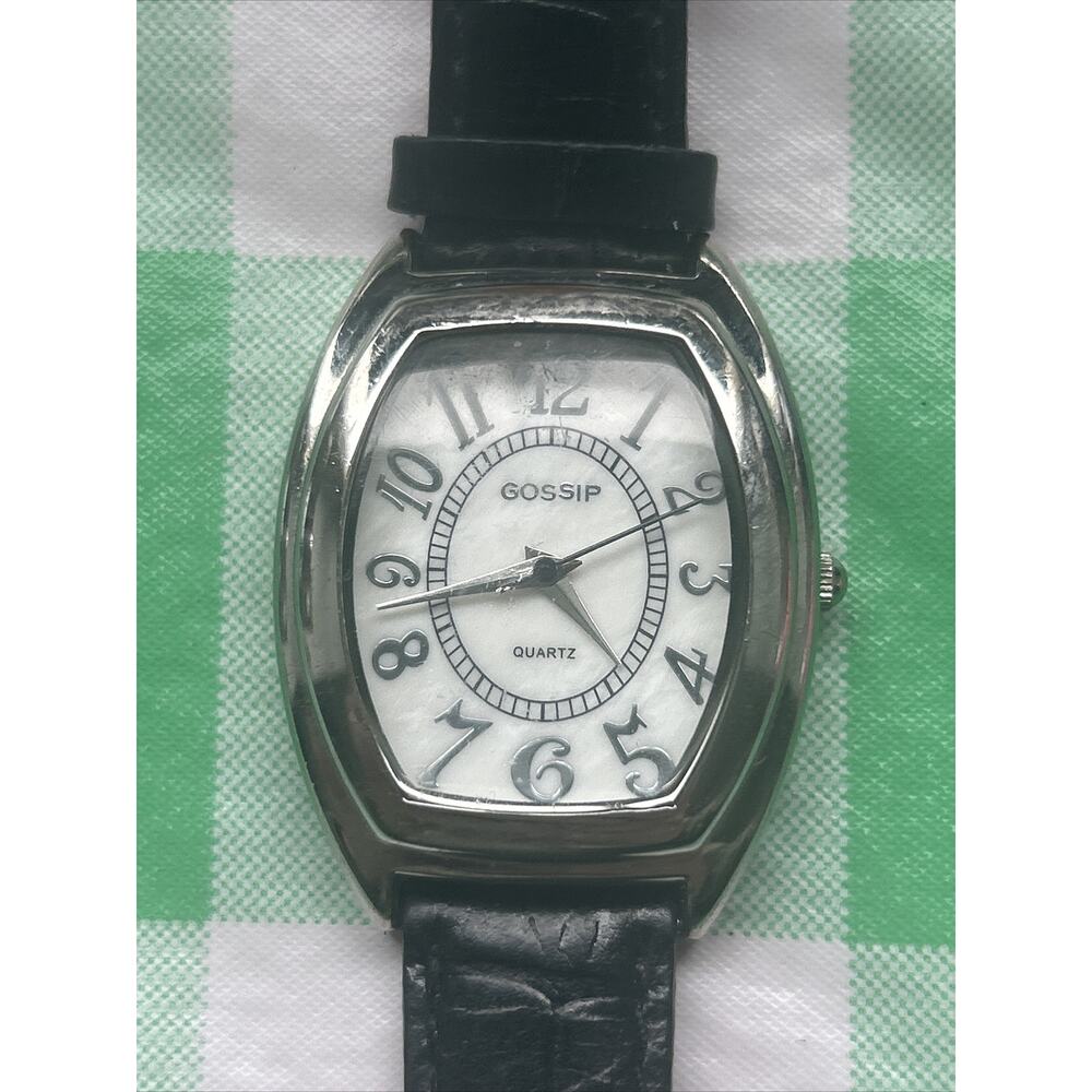Gossip Silver Tone Genuine Italian Leather Band Women’s Quartz Watch